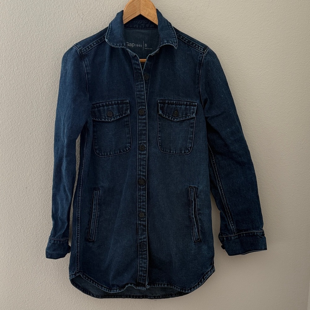 GAP Indigo Structured Chambray Denim Shacket Tunic Size Small